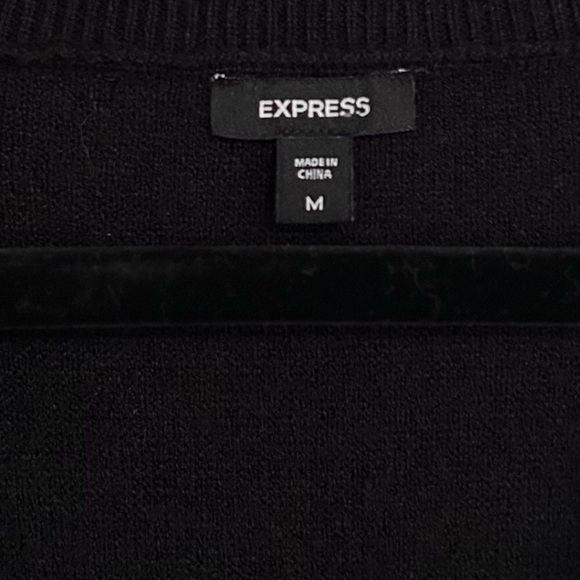 Express Rhinestone Embellished Bow Cardigan M Black Elegant Balletcore Layering - Picture 11 of 12